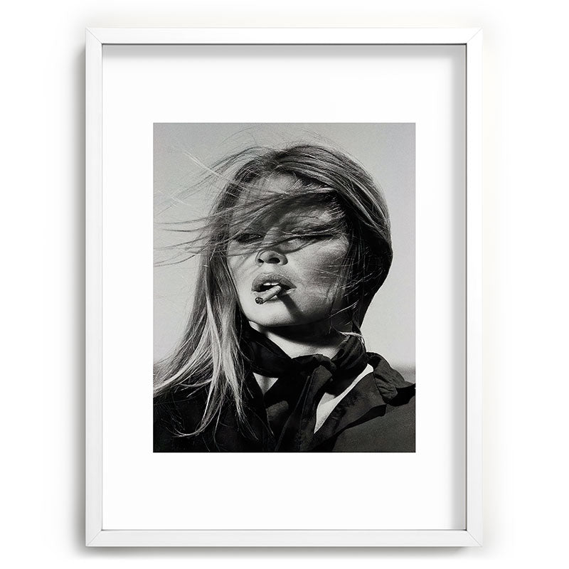Brigitte Bardot Smoking a Cigarette, Black and White Photograph Framed Art Print Gallery Image 79