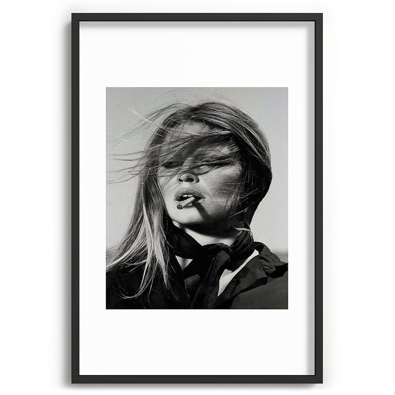 Brigitte Bardot Smoking a Cigarette, Black and White Photograph Framed Art Print Gallery Image 62