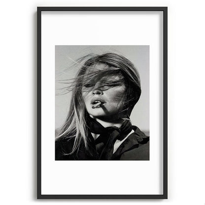 Brigitte Bardot Smoking a Cigarette, Black and White Photograph Framed Art Print Gallery Image 62