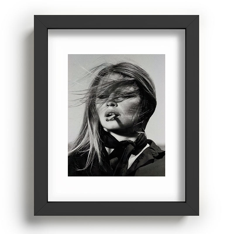 Brigitte Bardot Smoking a Cigarette, Black and White Photograph Framed Art Print Gallery Image 58