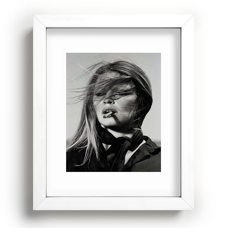 Brigitte Bardot Smoking a Cigarette, Black and White Photograph Framed Art Print Gallery Image 75