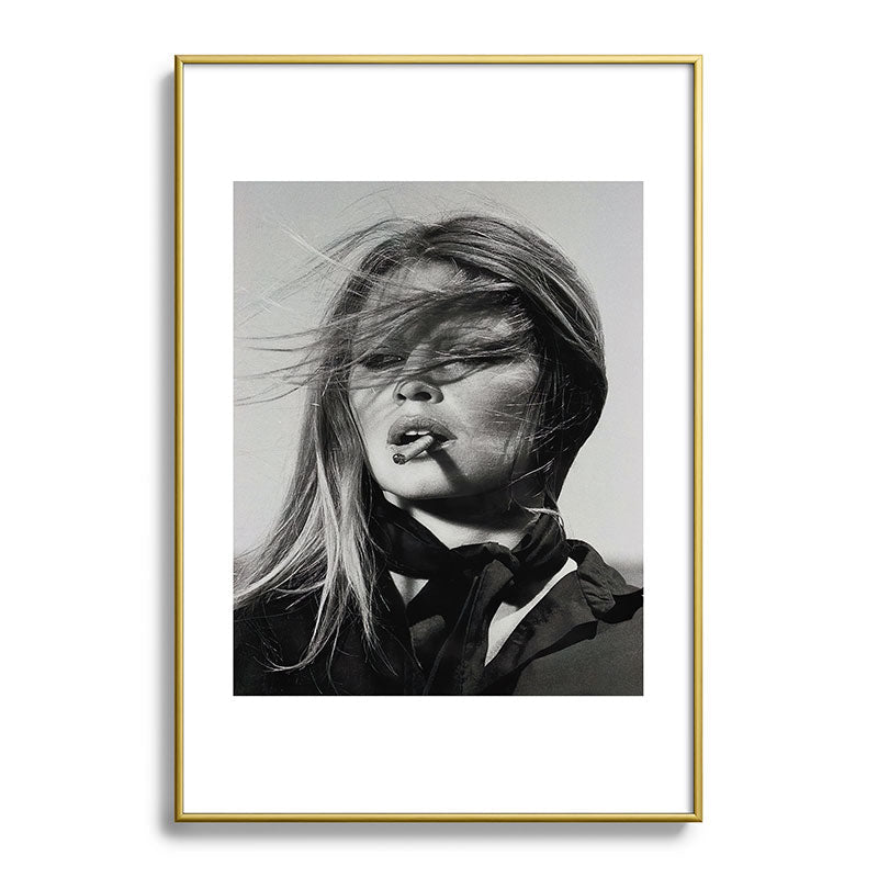 Brigitte Bardot Smoking a Cigarette, Black and White Photograph Framed Art Print Gallery Image 90