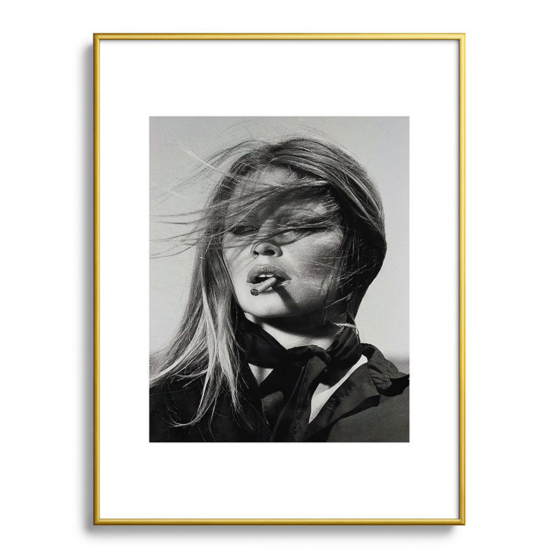 Brigitte Bardot Smoking a Cigarette, Black and White Photograph Framed Art Print Gallery Image 92