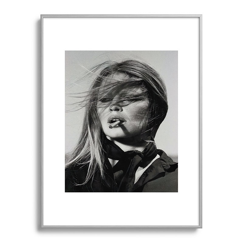 Brigitte Bardot Smoking a Cigarette, Black and White Photograph Framed Art Print Gallery Image 98