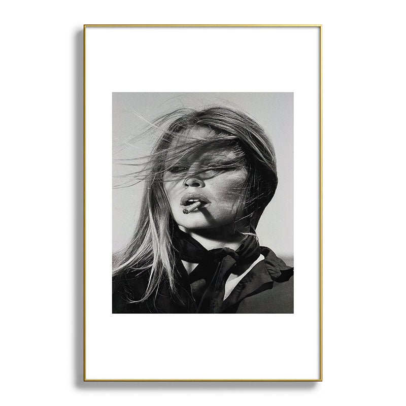 Brigitte Bardot Smoking a Cigarette, Black and White Photograph Framed Art Print Gallery Image 94