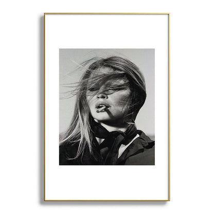 Brigitte Bardot Smoking a Cigarette, Black and White Photograph Framed Art Print Gallery Image 94