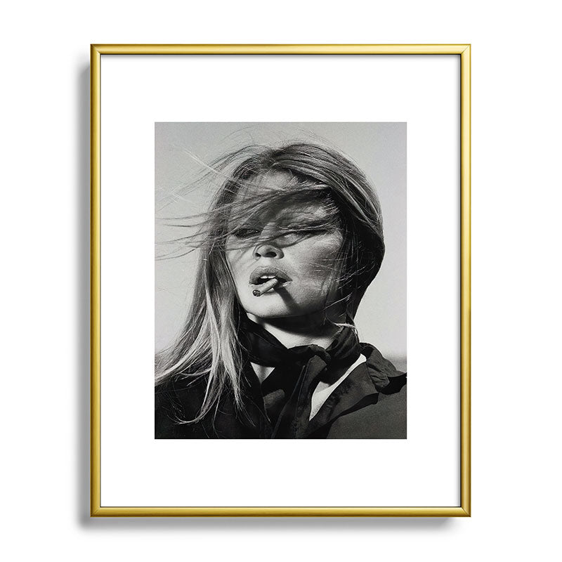 Brigitte Bardot Smoking a Cigarette, Black and White Photograph Framed Art Print Gallery Image 88