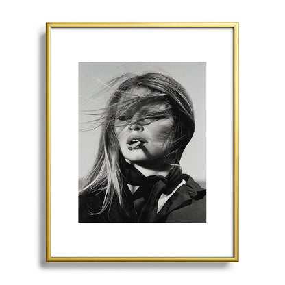 Brigitte Bardot Smoking a Cigarette, Black and White Photograph Framed Art Print Gallery Image 88