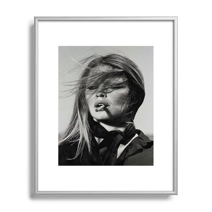 Brigitte Bardot Smoking a Cigarette, Black and White Photograph Framed Art Print Gallery Image 95