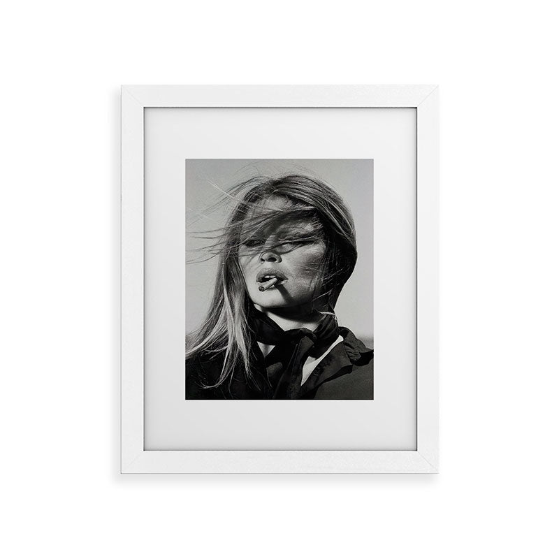 Brigitte Bardot Smoking a Cigarette, Black and White Photograph Framed Art Print Gallery Image 54