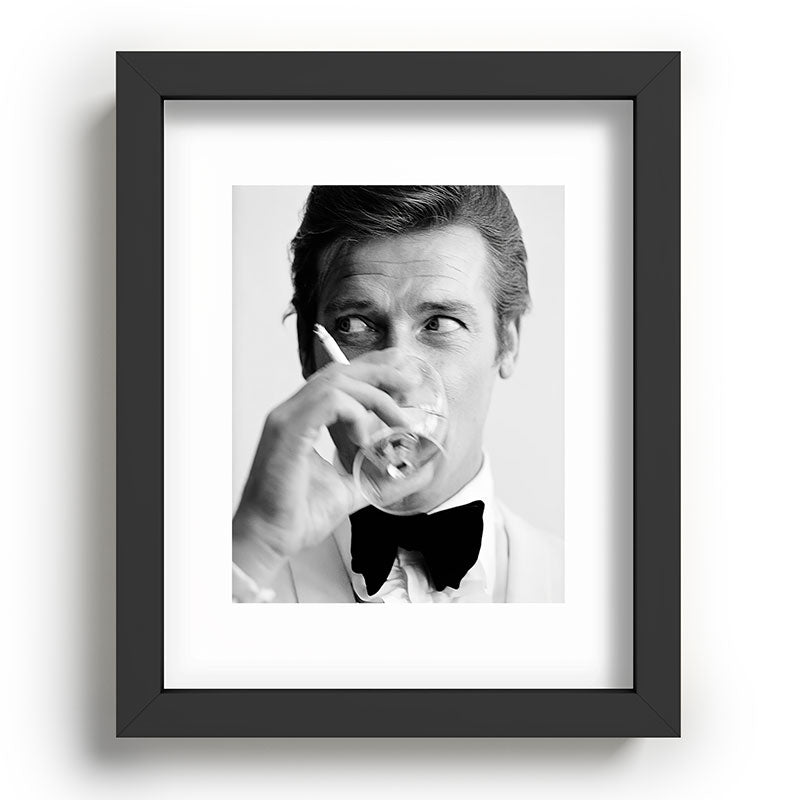 Roger Moore with Martini Retro Vintage Art Framed Art Print Gallery Image 58
