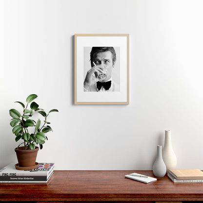 Roger Moore with Martini Retro Vintage Art Framed Art Print Gallery Image 19