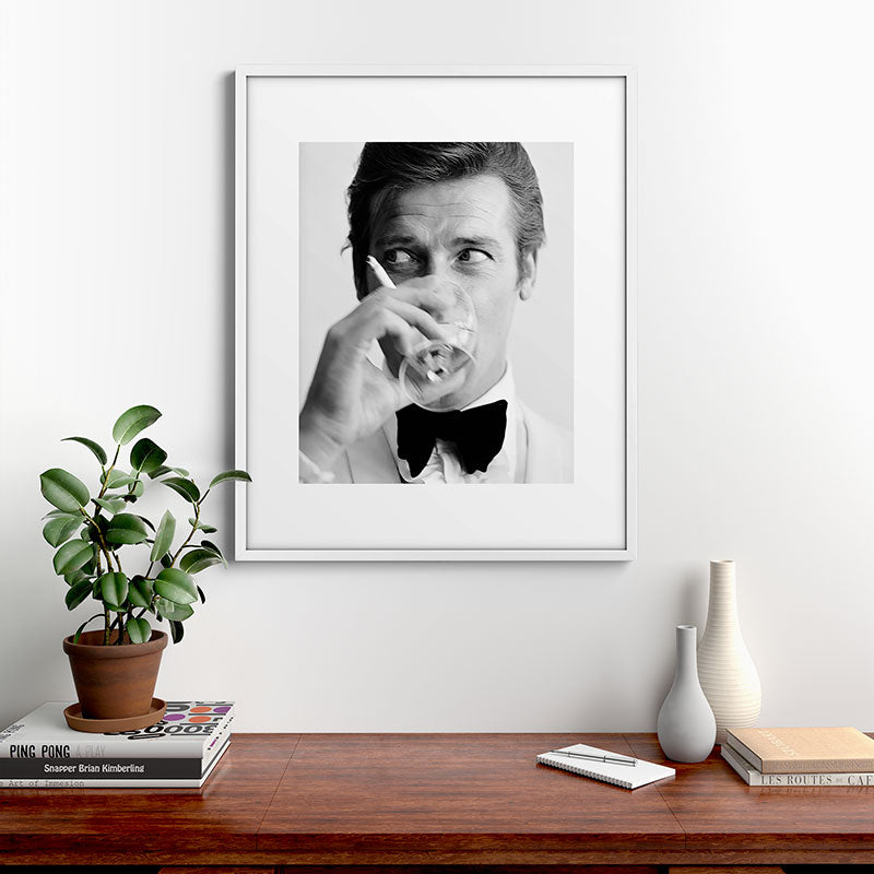 Roger Moore with Martini Retro Vintage Art Framed Art Print Gallery Image 28