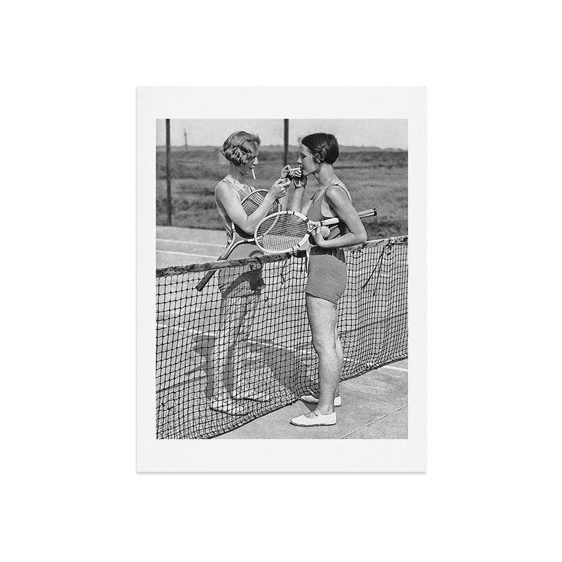 Tennis Players Taking a Cigarette Break, Black and White Vintage Art Art Print Gallery Image 7
