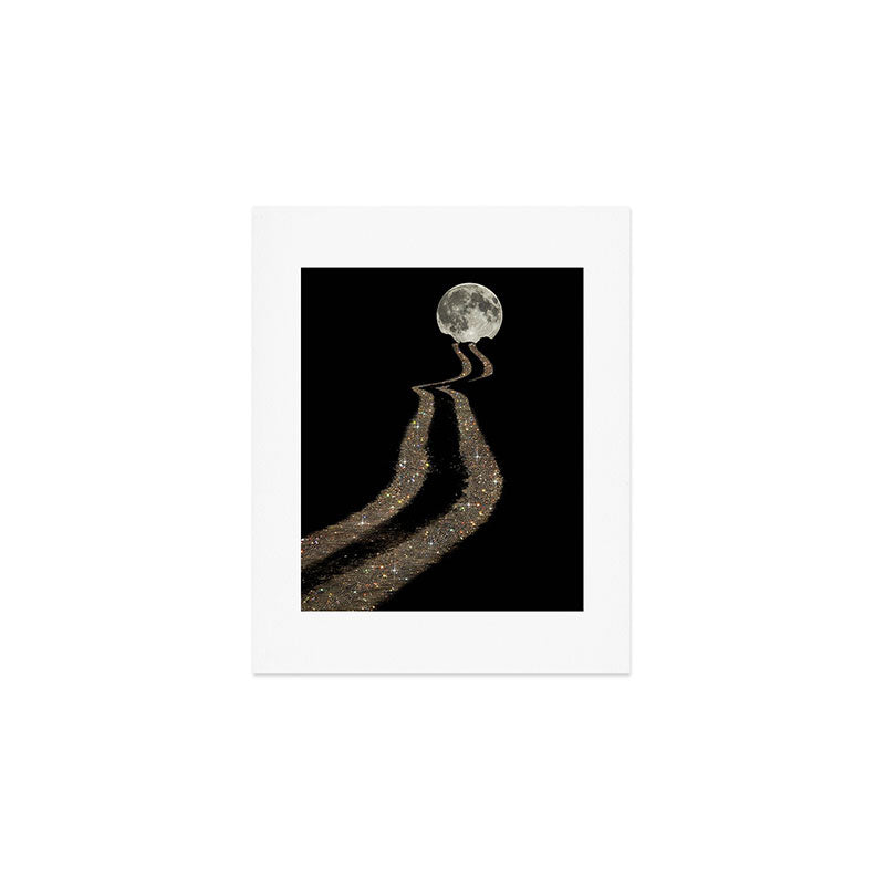 THE MOON | glitter | gold | path | full | planet | star | sky | night | glitter Art Print Gallery Image 1